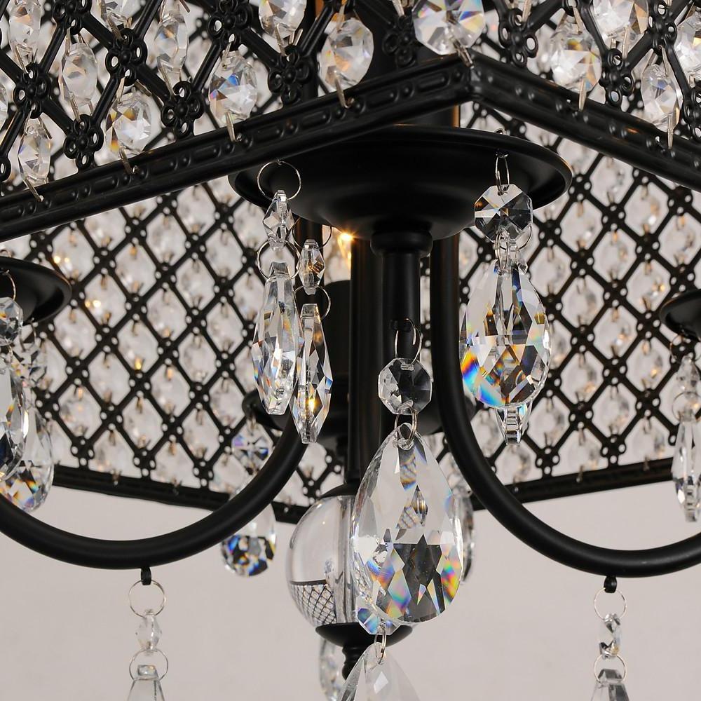 16'' LED Incandescent 4-Light Crystal Chandelier Nordic Style Country Metal Mini Candle-Style Design