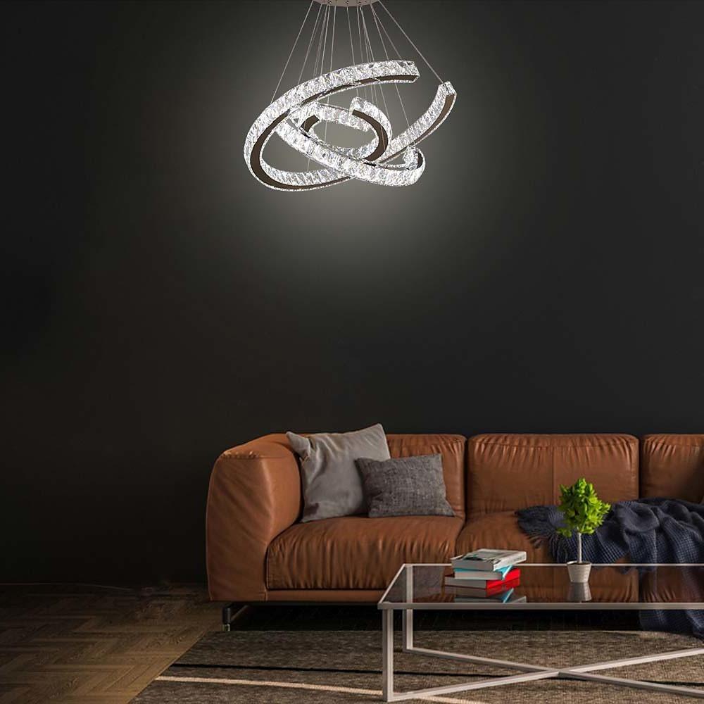 24'' LED 3-Light Unique Design Flush Mount Lights Nordic Style LED Crystal Stainless Steel Unique Chandeliers-dazuma