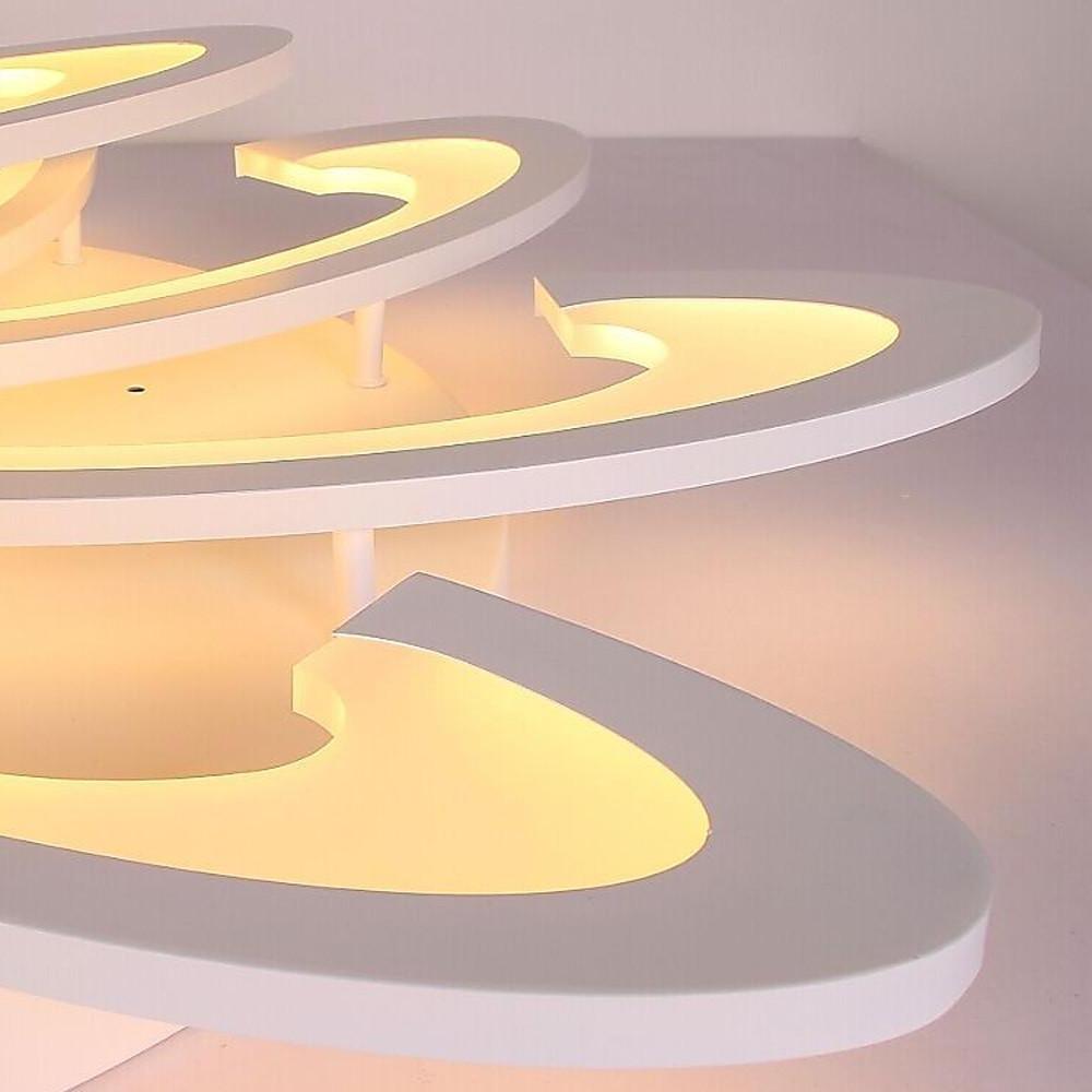 Modern curved LED ceiling light with layered spiral structure detail.
