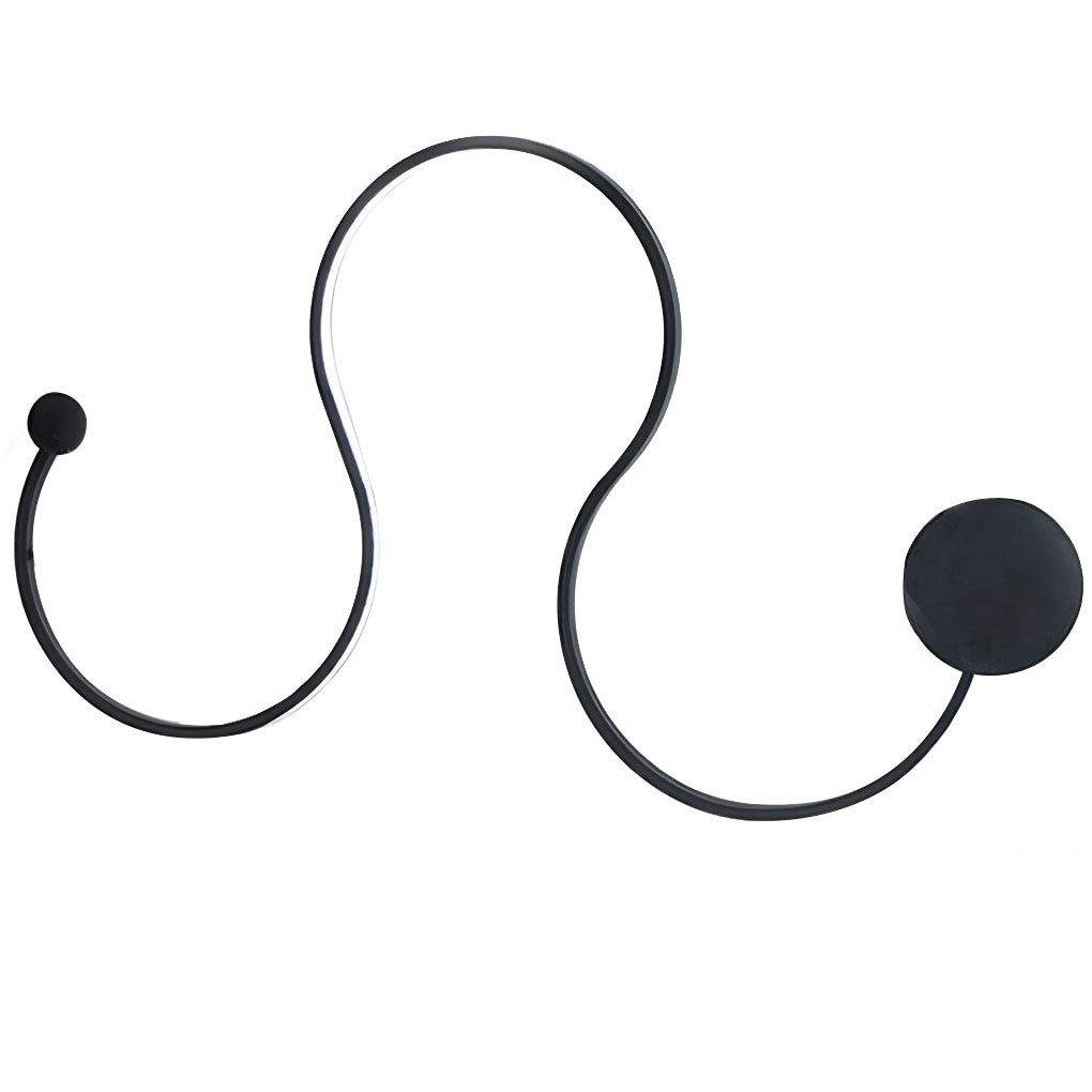 Front view of a white curved wall sconce with soft indirect lighting design.