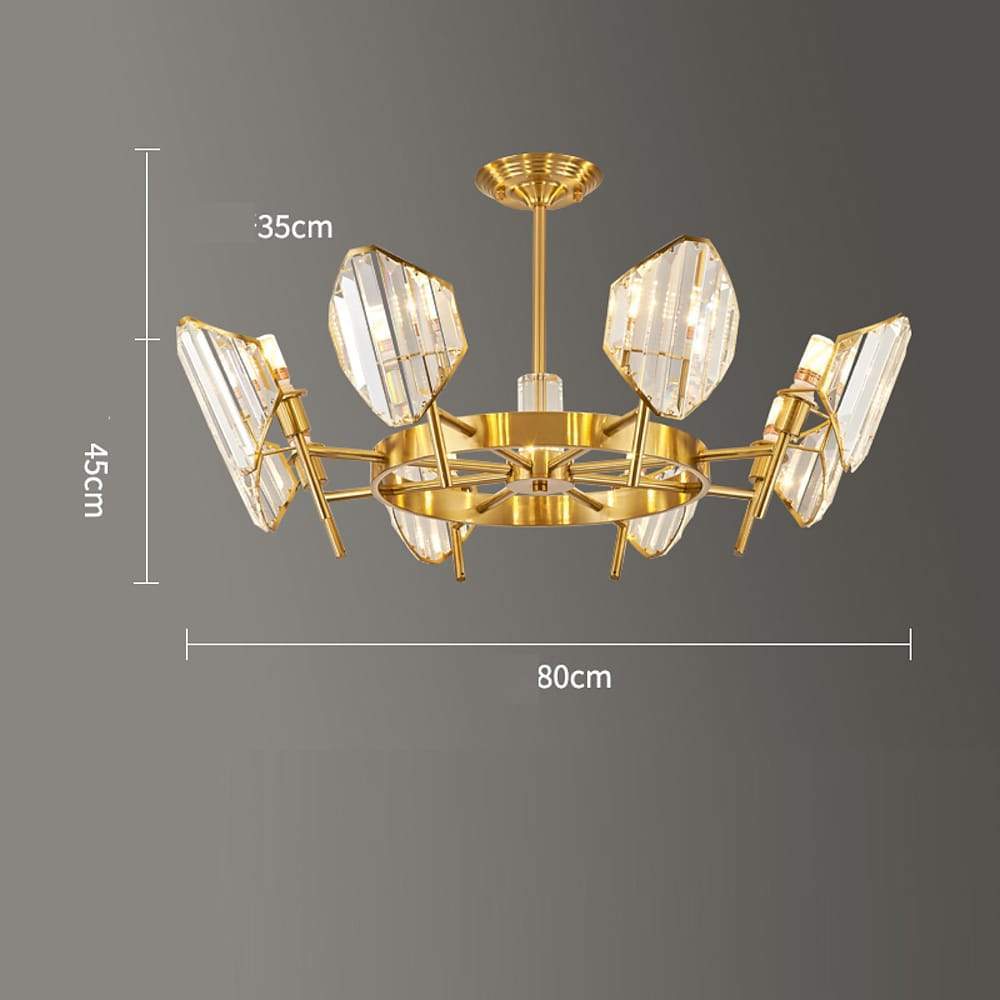 Brass Ring Frame Crystal Chandelier - Gold Metal, Crystal Accents Pendant Lights