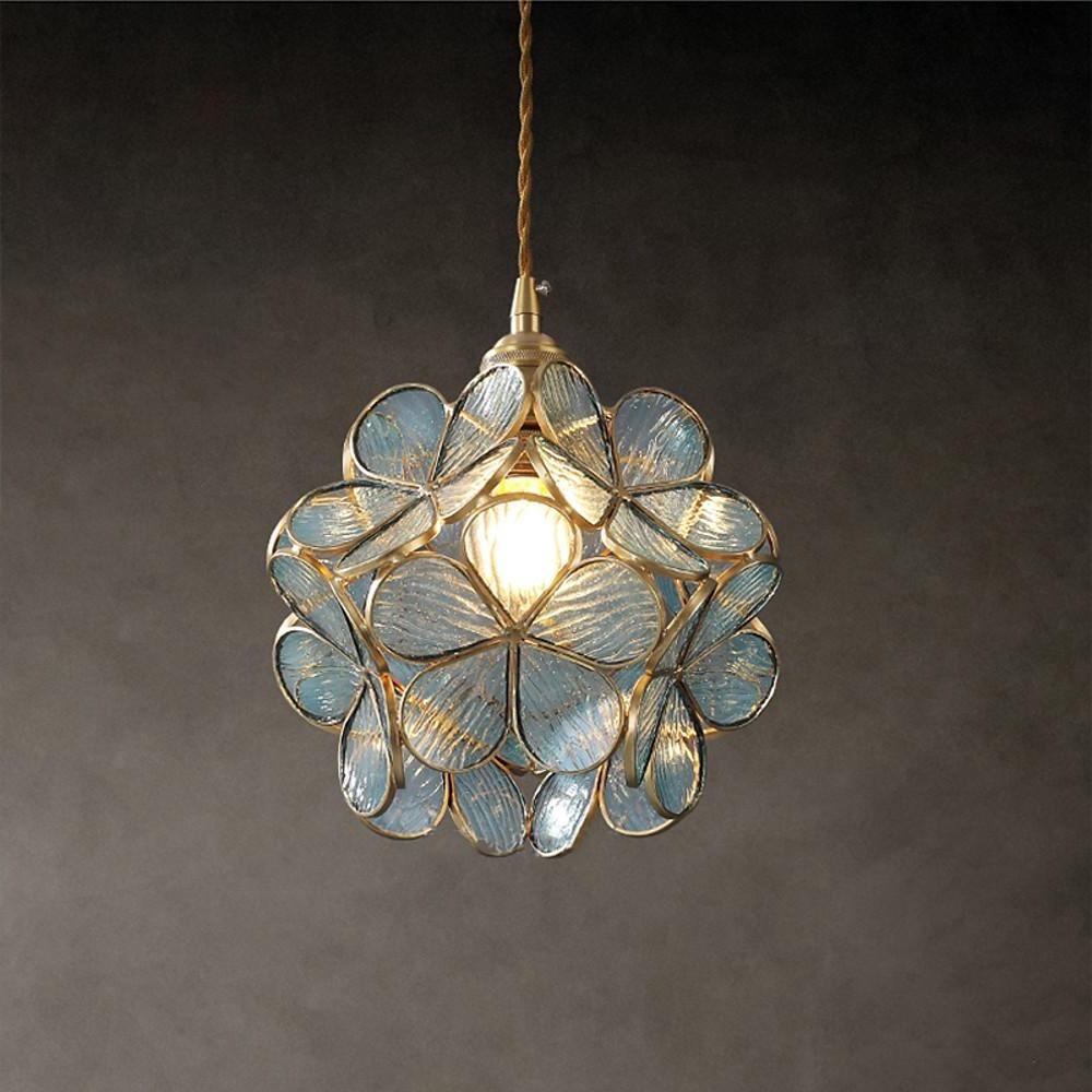 8'' LED Incandescent 1-Light Single Design Pendant Light Nordic Style Modern Glass Copper Island Lights