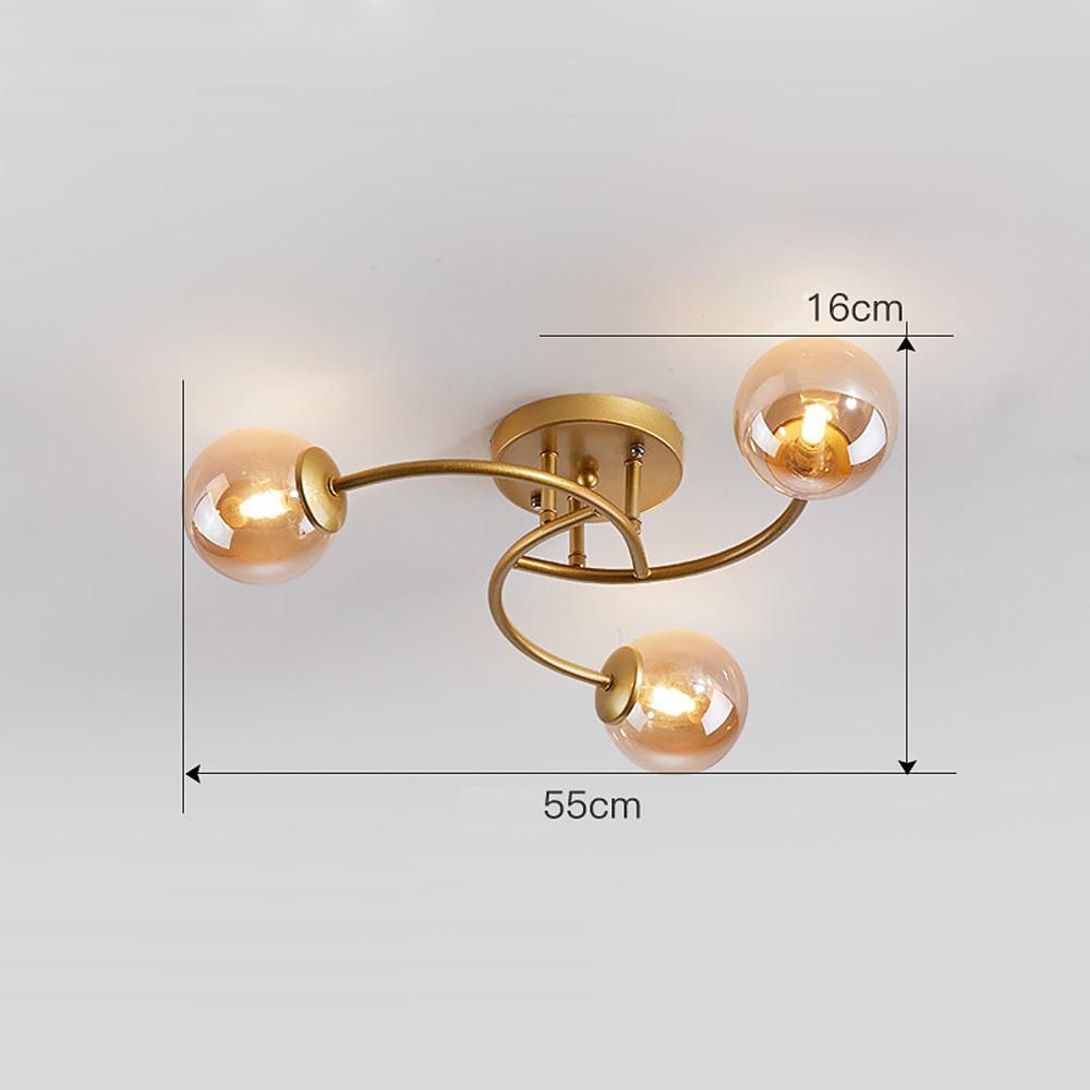 5 - light Glass Globe Design Swirled Metal LED Modern Ceiling Lights