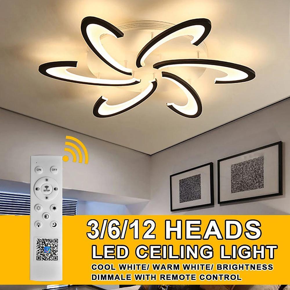 39'' LED 12 Bulbs 6-Light 3-Light Geometric Shapes Dimmable Flush Mount Lights Modern LED Aluminum Acrylic Minimalist Linear Dimmable Ceiling Lights-dazuma