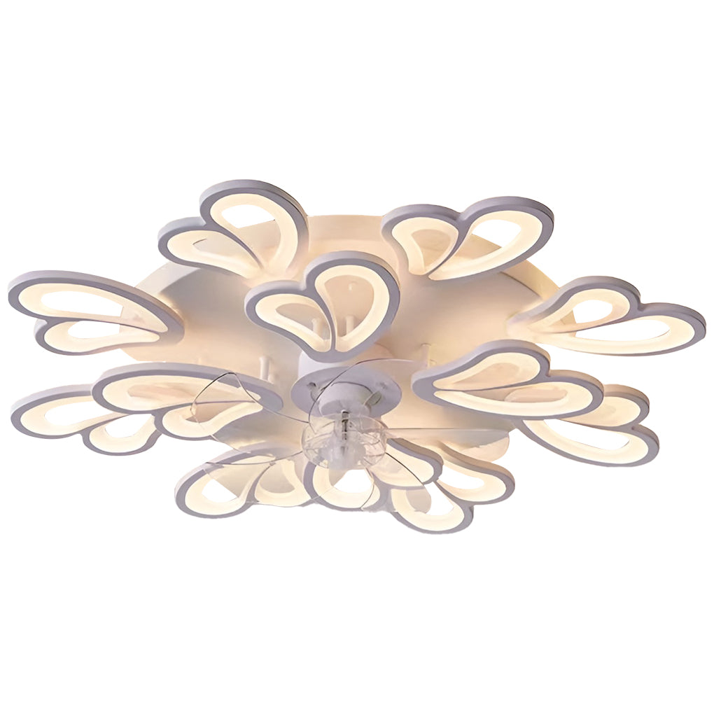 Decorative ceiling fan with lights featuring round flower LED pattern