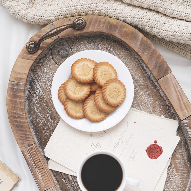 Rustic Wooden Food Coffee Tea Dinner Tray