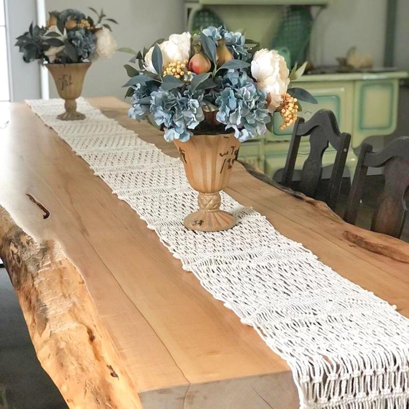 Farmhouse Cotton Hollowed-out Table Runner - dazuma