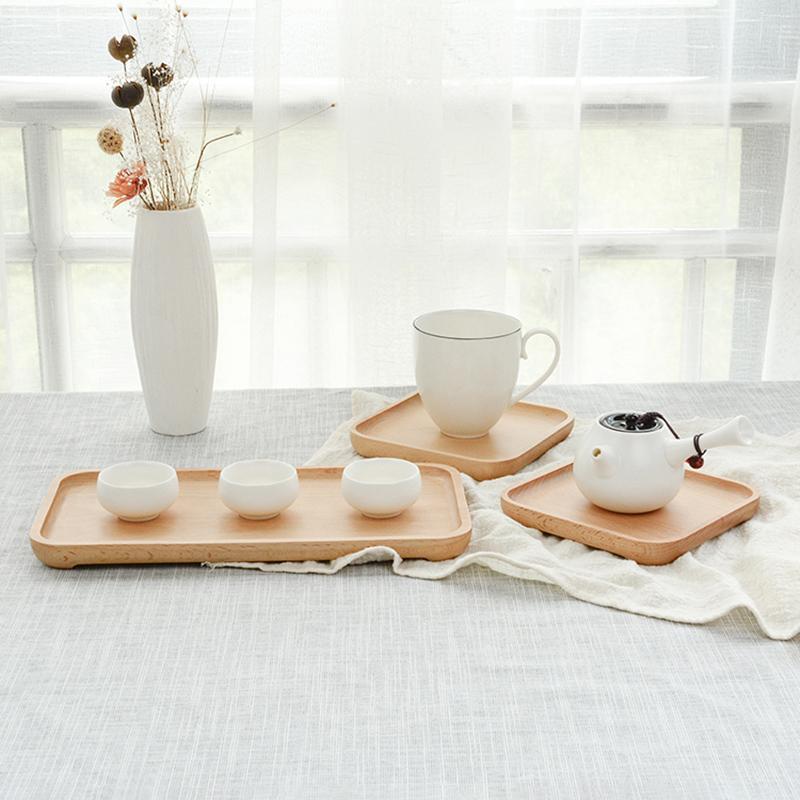 3-Pieces Wood Serving Coffee Table Tray - dazuma