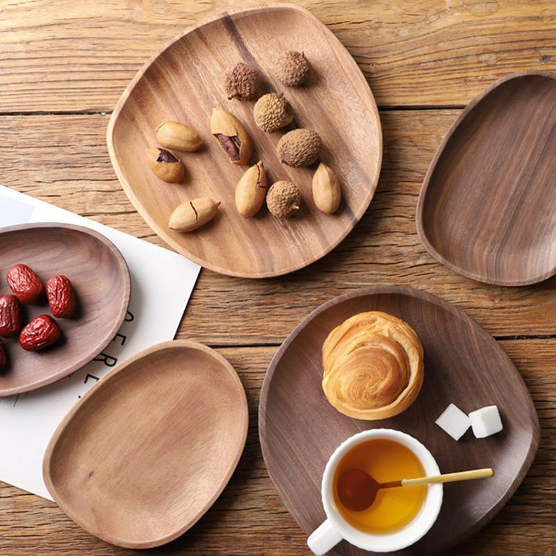Wood Food Drink Serving Tray Appetizer Plate - dazuma