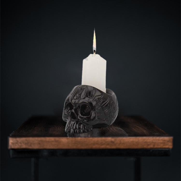 Skeleton Skull Candle Holder Tealight Cup Resin Candlestick Crafts Set of 2