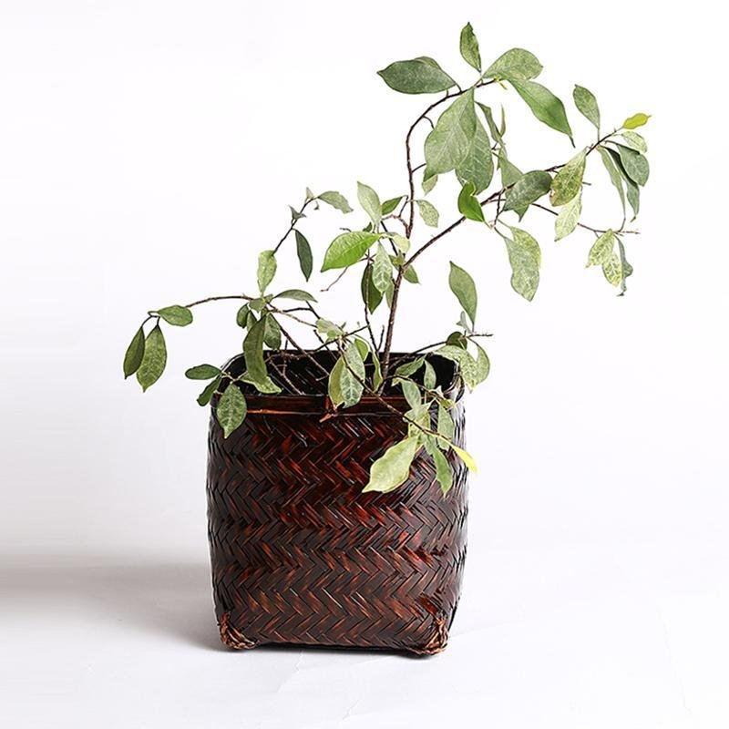 Rustic Black Square Floor Bamboo Baskets/Planters