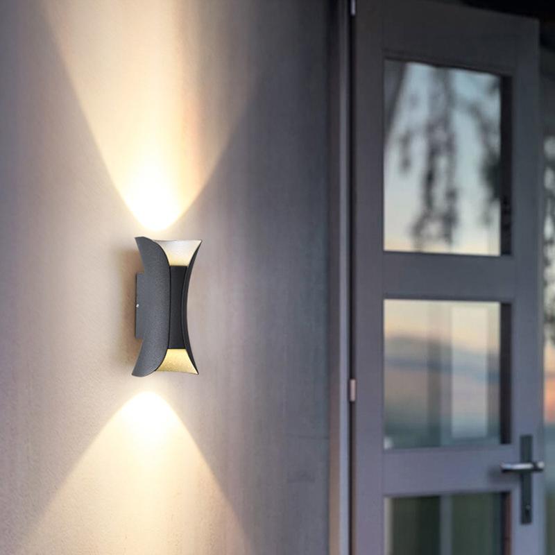 Curved LED Up and Down Lighting Waterproof Modern Outdoor Wall Lights ...