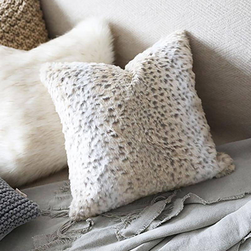 Bearskin Leopard Wolf Fox Faux Fur Cushion Pillow Cover