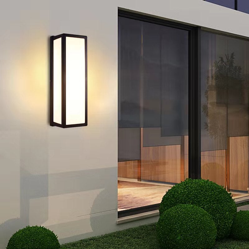 Rectangular Minimalist LED Waterproof Black Modern Outdoor Wall Lights