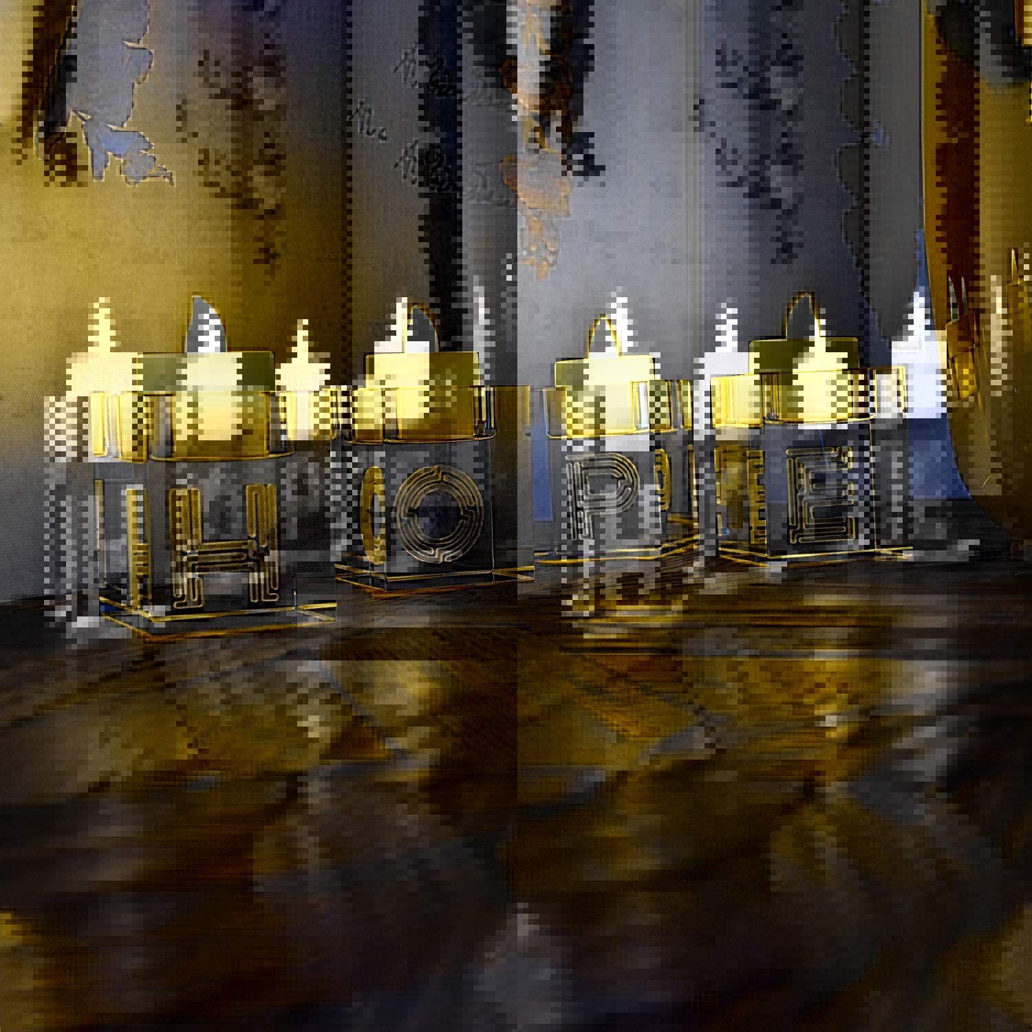 Cube Crystal Clear Glass Candle Holder Centerpiece Set of 4