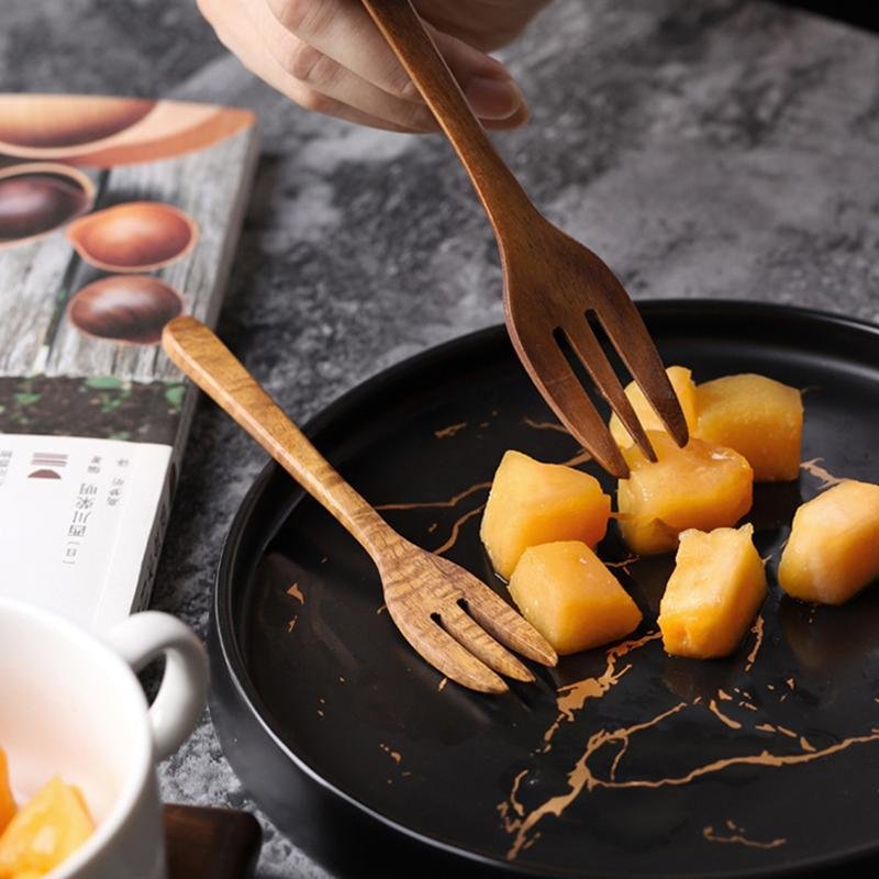 2 Piece Set Burlywood Kitchen Spoons and Forks Utensils