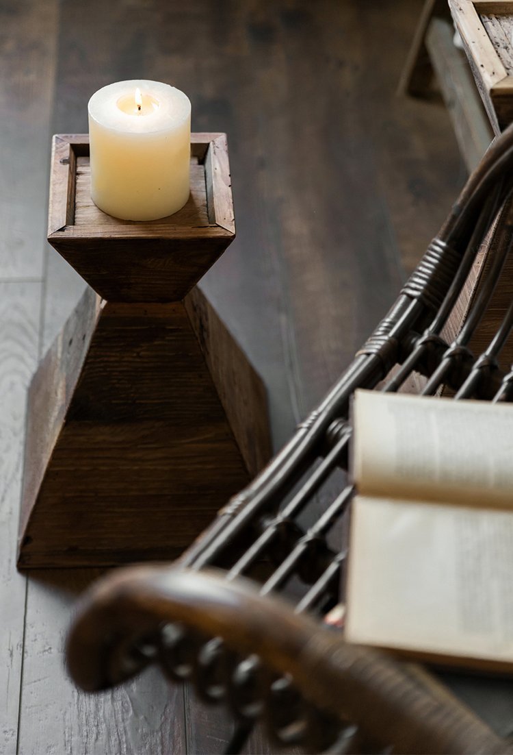 Brown Wood Candle Holder for Living Room Dining Room