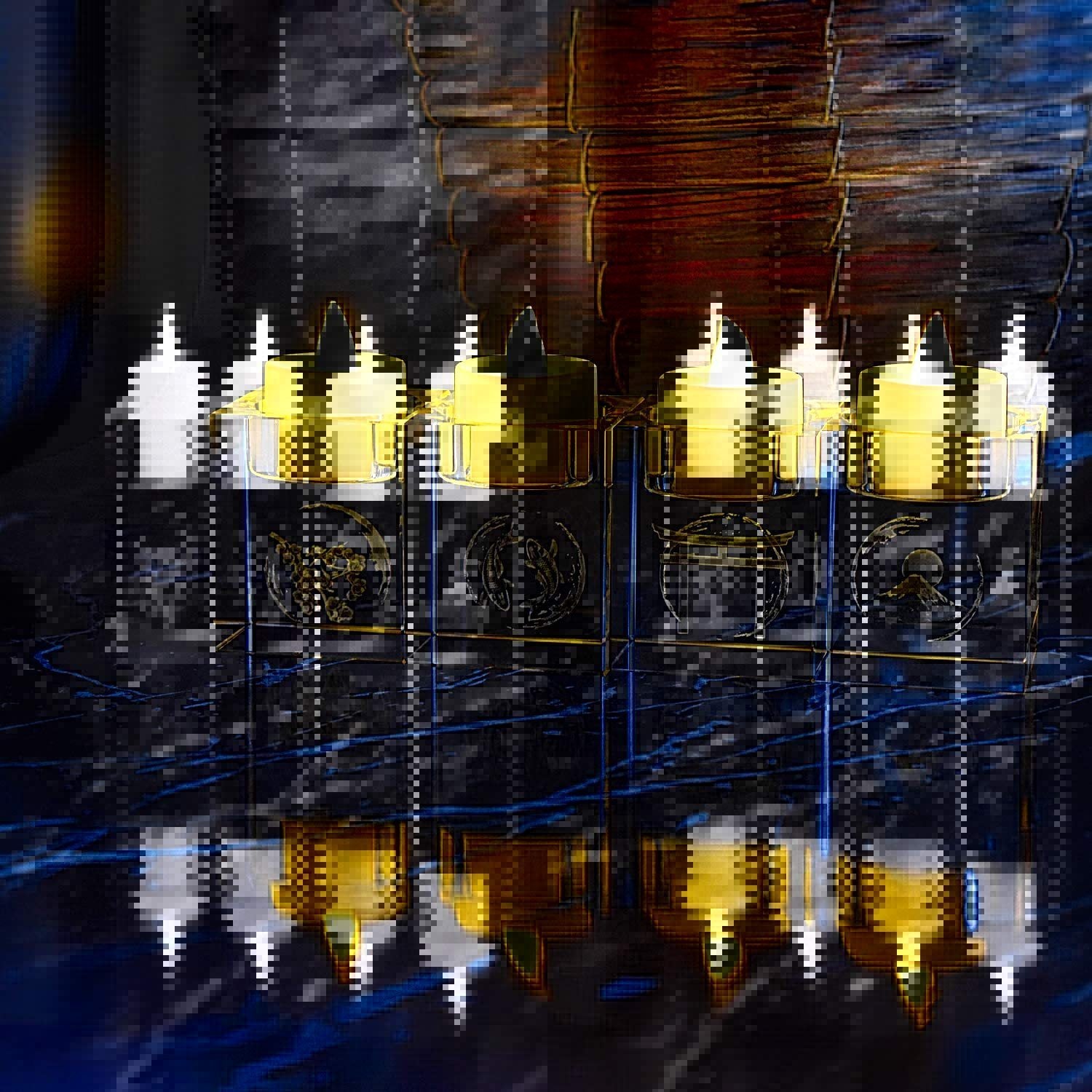 Cube Crystal Clear Glass Candle Holder Centerpiece Set of 4