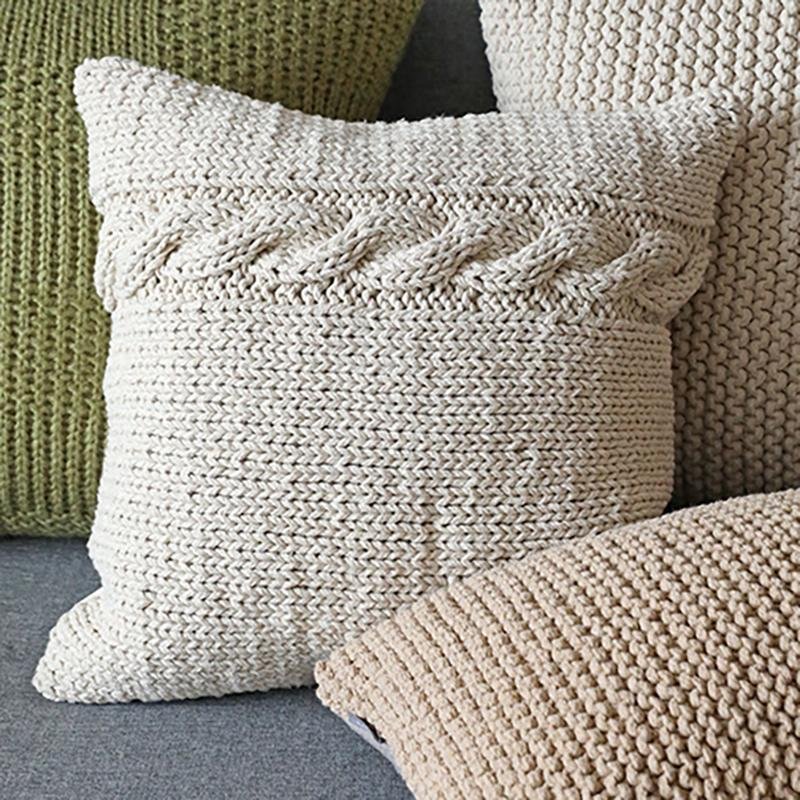 Farmhouse Handwoven Cotton Rope Pillow Cushion Cover for Living Room Sofa Bed - dazuma