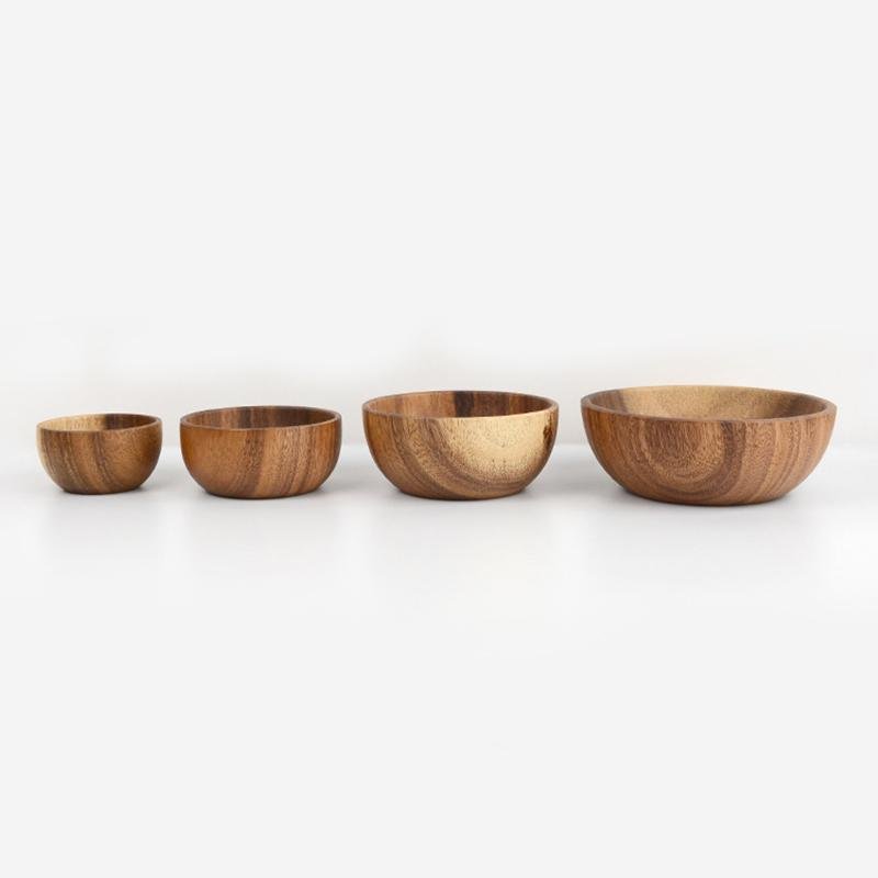 4 - Piece Wood Pasta Salad Noodle Bowls Set