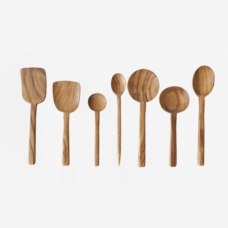 7-Piece Set Teak Wood Kitchen Spoons Utensils - dazuma