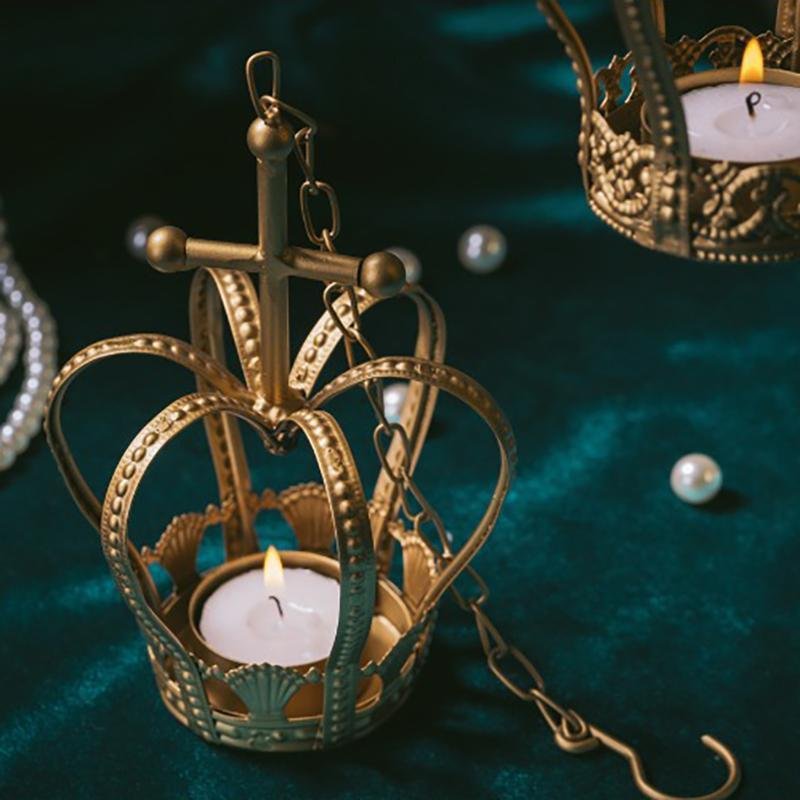 Gold Crown Shaped Iron Candle Holder