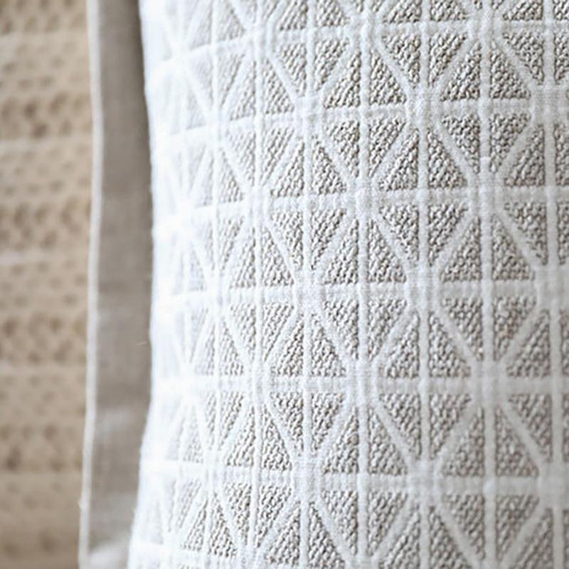 Square Japanese-style Cotton Linen Plaid Edge Cushion Cover for Sofa - dazuma