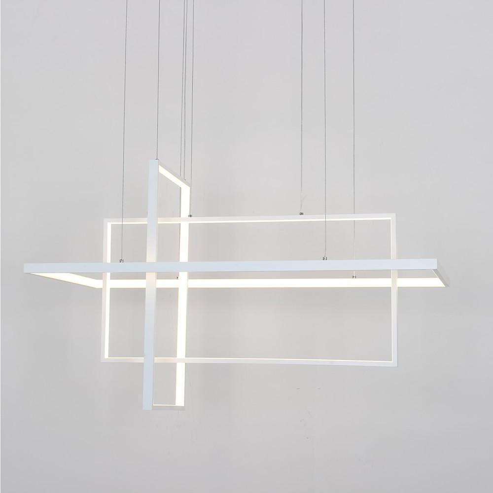 31.5'' Three - Part Futuristic Square Rectangular Hybrid Aluminum Chandelier with Capable Ambient Lights