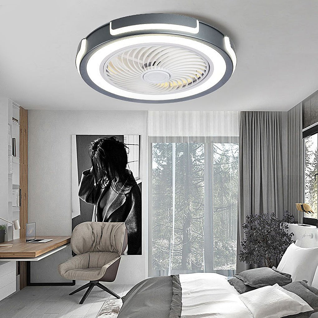 Dimmable LED Bladeless Ceiling Fan Light Flush Mount Ceiling Fan Lamp with Remote Control - Dazuma