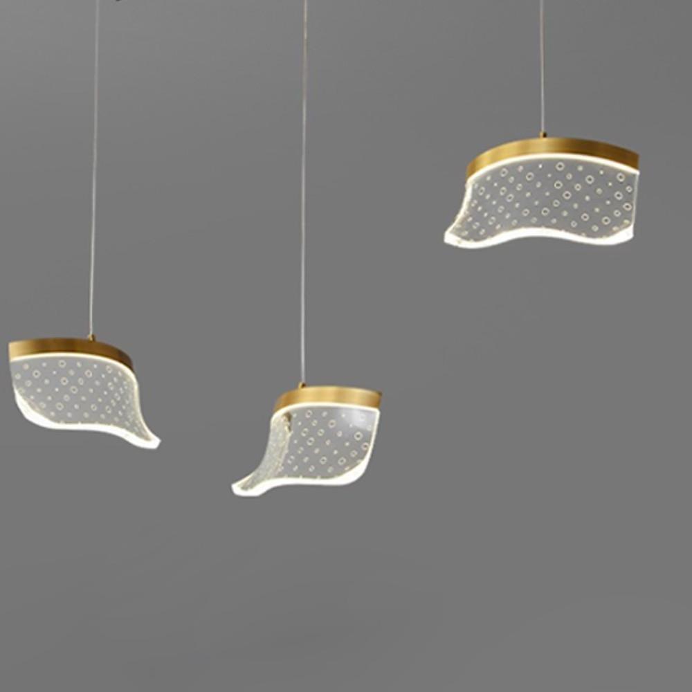 7'' LED 1-Light Geometric Shapes Pendant Light Nordic Style LED Copper Acrylic Geometrical Metal Island Lights