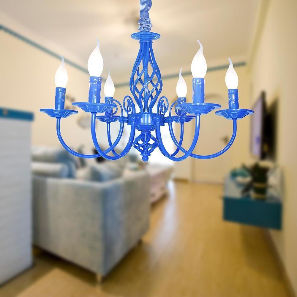 Incandescent LED 6-Light Candle Style Chandelier Traditional Classic Metal Candle-Style Design