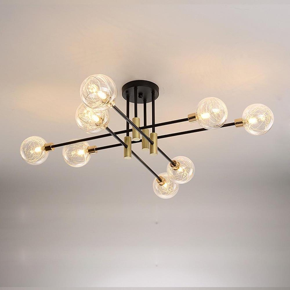 8 - light Electroplated Metal Glass LED Modern Flush Mount Lighting