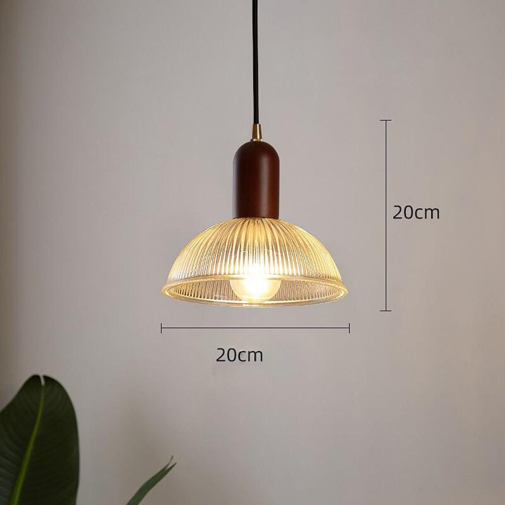 15'' LED Halogen 1-Light Geometric Shapes Pendant Light Vintage Country Wood Bamboo Glass Bowl Vintage Style Island Lights