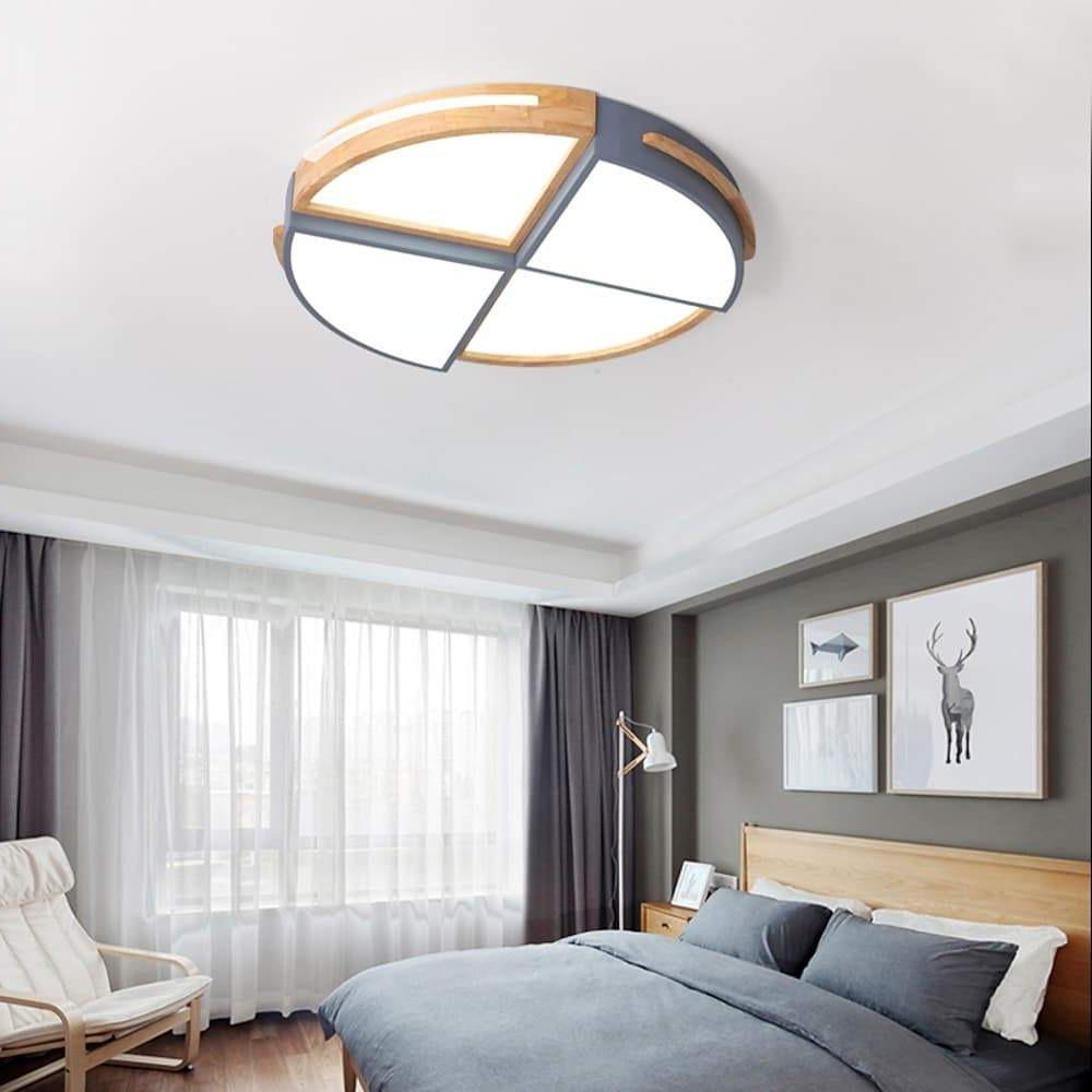20'' LED 1-Light Dimmable Flush Mount Lights Nordic Style Modern Metal Wood Bamboo Dimmable Ceiling Lights-dazuma