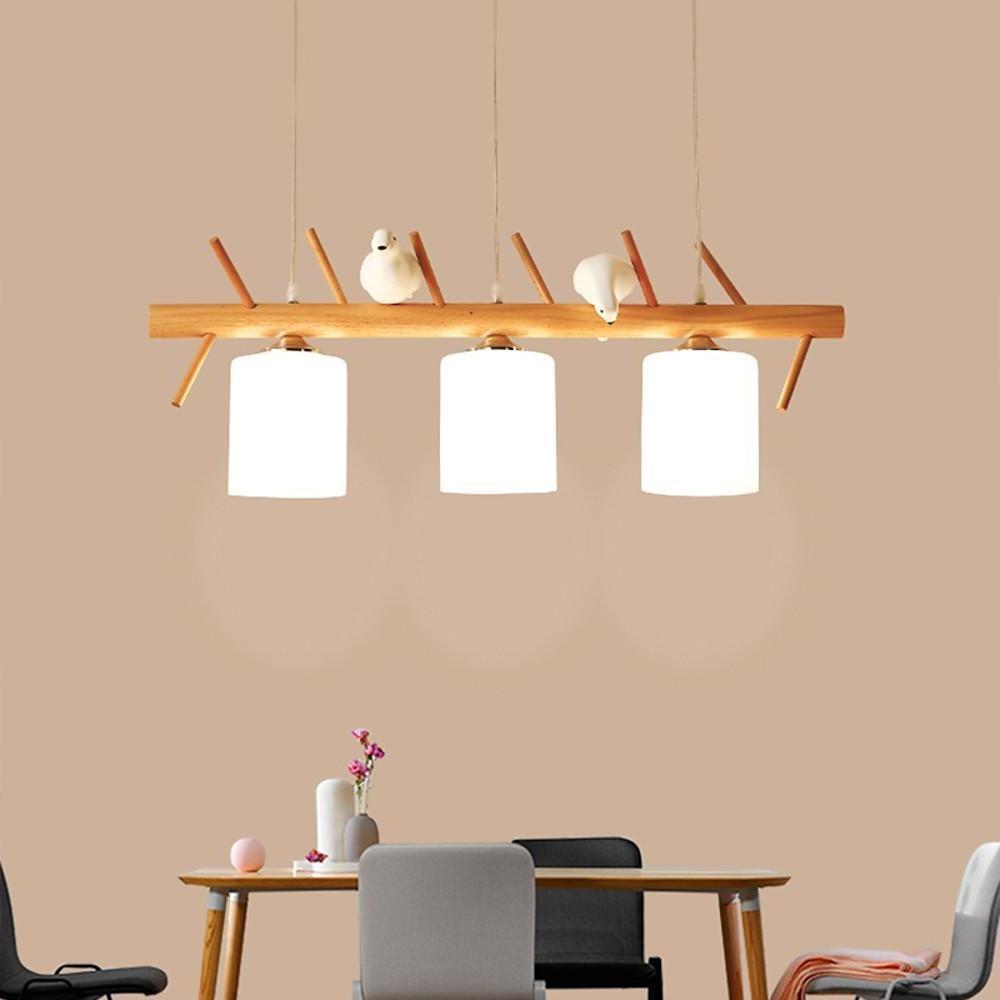 24'' LED Incandescent 3-Light 2-Light Single Design Pendant Light Nature Inspired Country Wood Bamboo Glass Pendant Lights-dazuma
