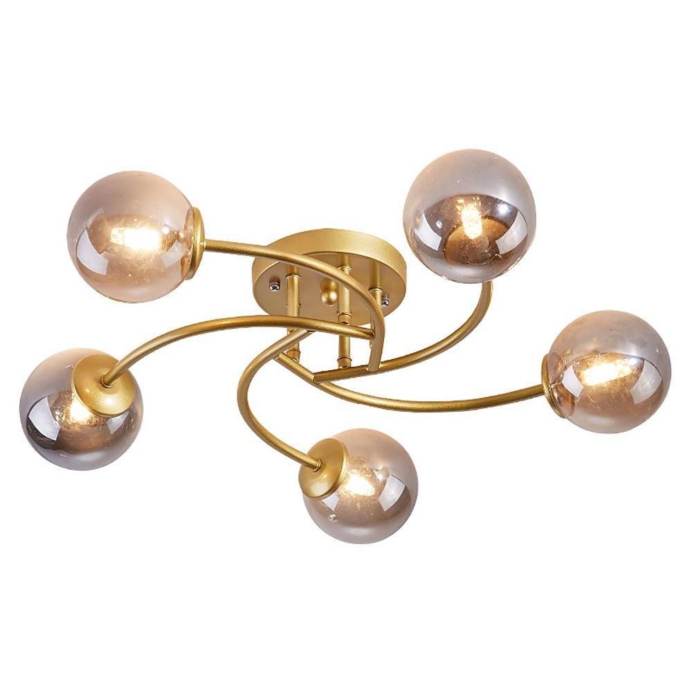 5 - light Glass Globe Design Swirled Metal LED Modern Ceiling Lights