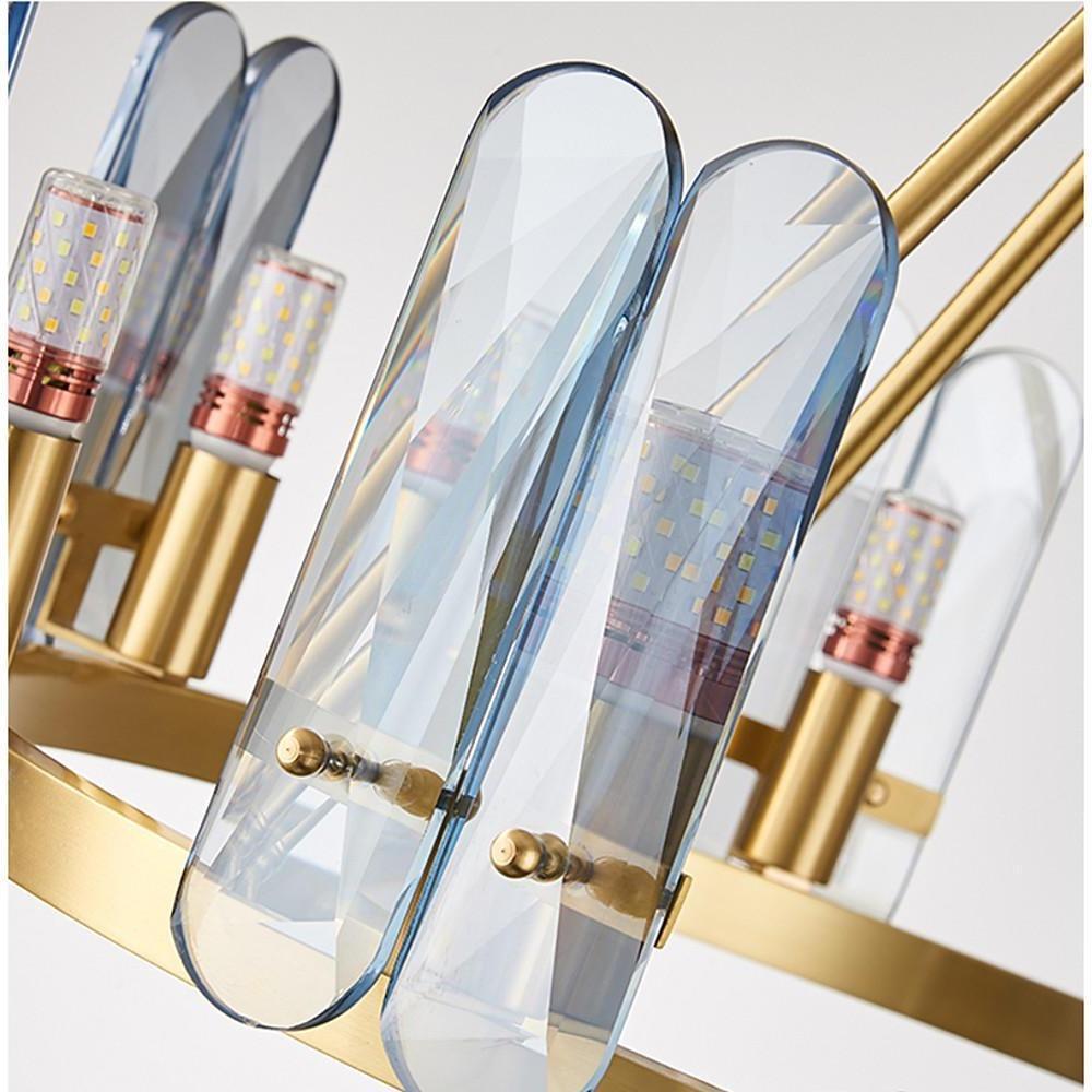 8 - light LED Circular Glass Copper Nordic Chandelier Pendant Lighting