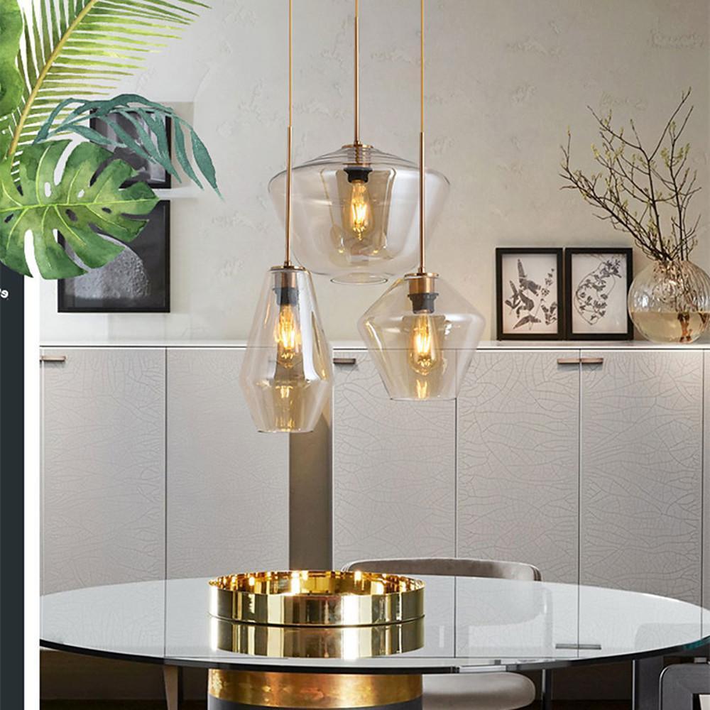3 - light Creative Glass LED Retro Pendant Lights Kitchen Island Lighting