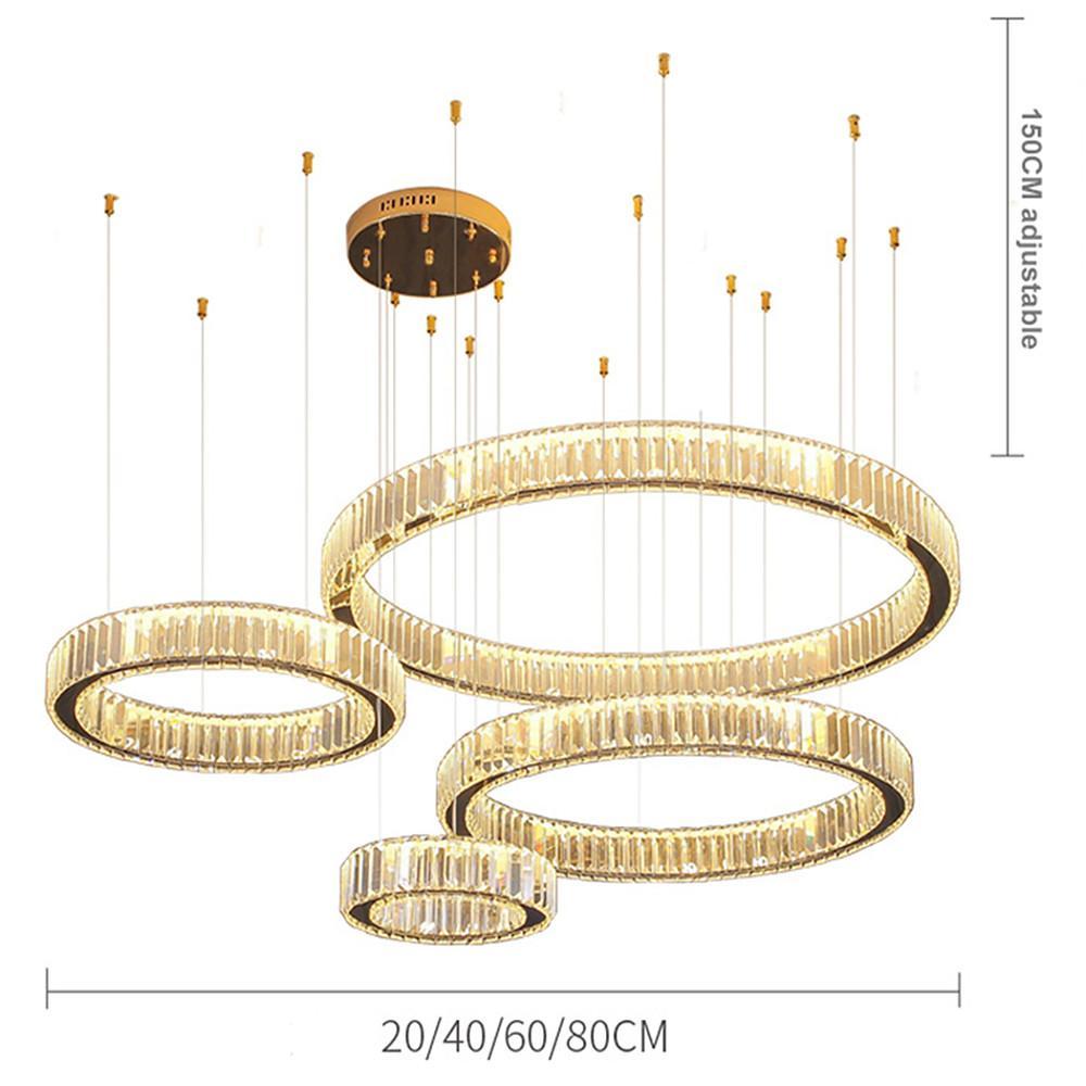 4 - Ring Gold Large Chandeliers for Foyer Modern Crystal Chandelier