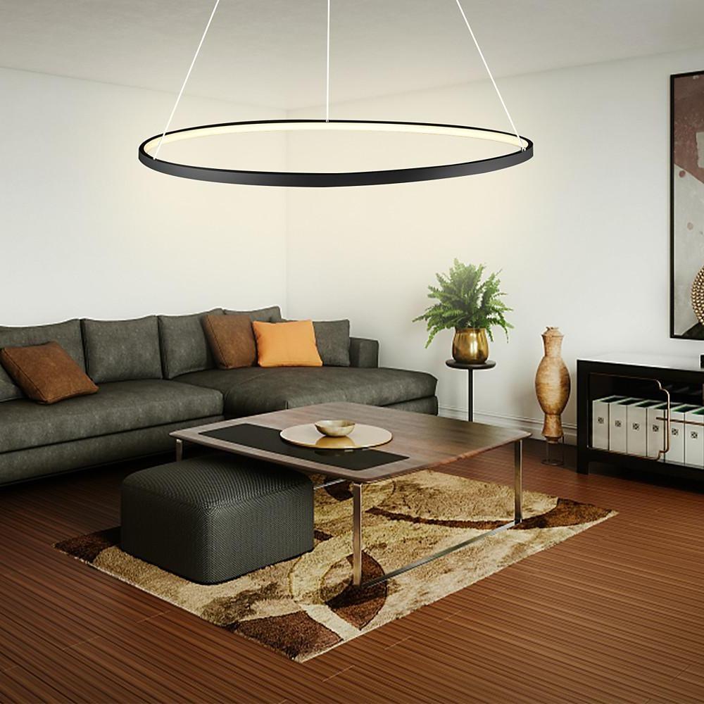 Round Geometric 30 - Watt Single Ring Integrated LED Modern Bedroom Pendant
