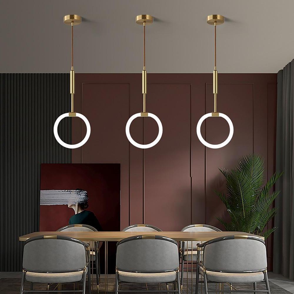 8'' LED 1-Light Circle Design Pendant Light Modern LED Copper Acrylic Geometrical Modern Style Pendant Lights-dazuma