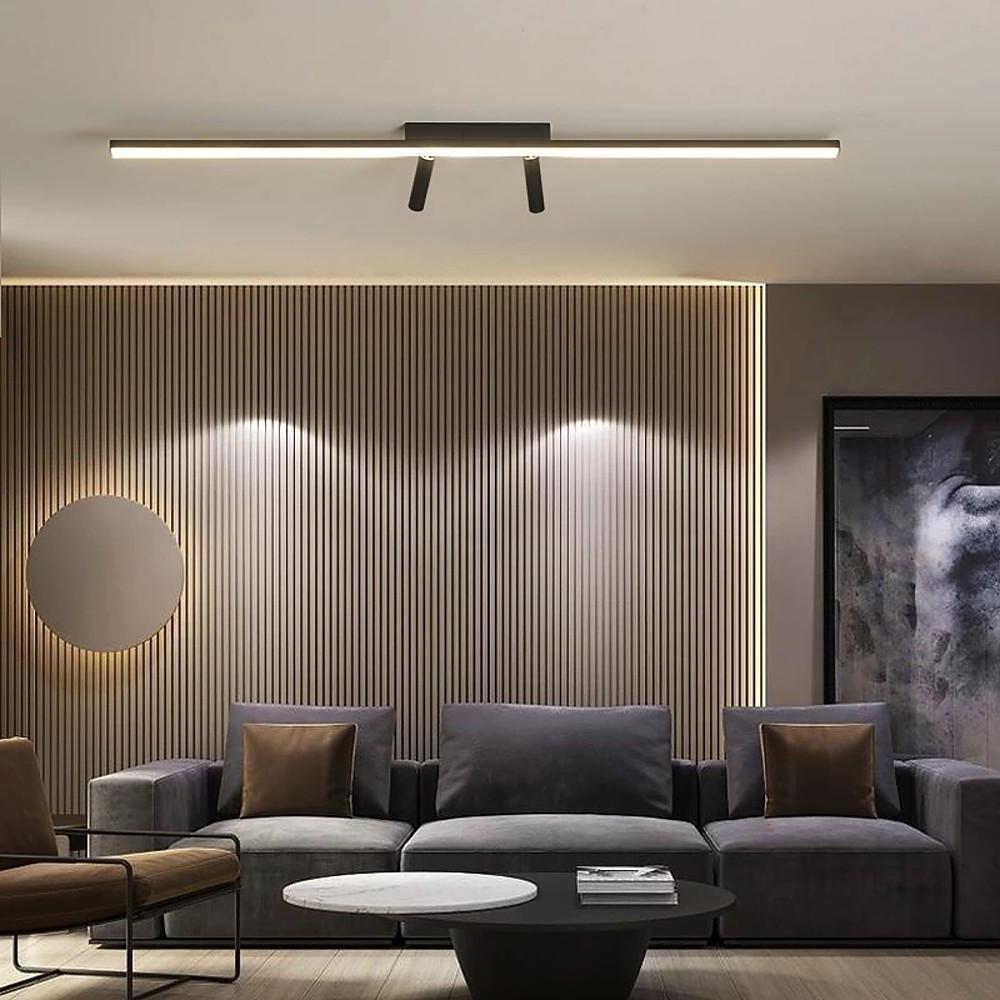 Unique 2 - Spotlights Black Linear Semi - Flush Mount Ceiling LED Light