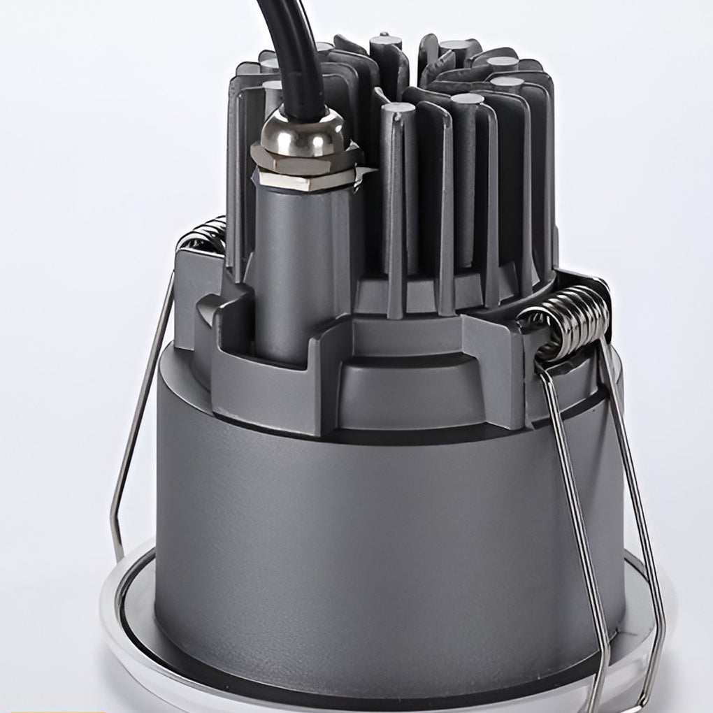 Front reflector detail of elite lighting can lights highlighting precision light distribution.