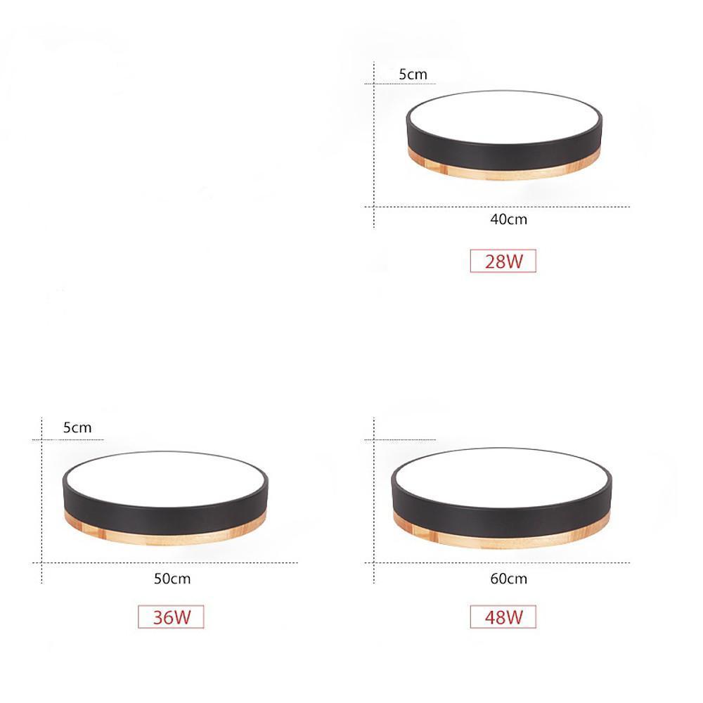 Circular Drum Flush Mount Light Metal Wood LED Bedroom Ceiling Lights for Baby Kids