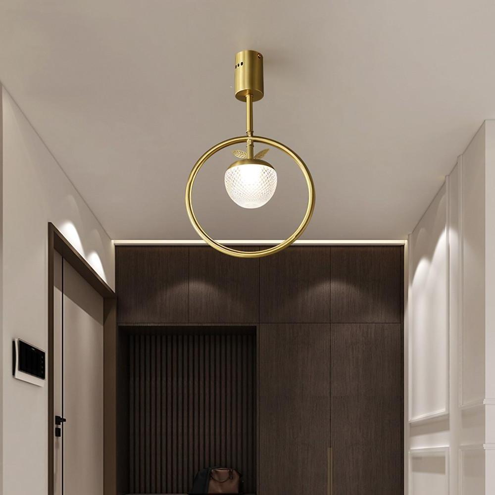 10'' LED 1-Light Circle Design Semi-Flushmount Lights Nordic Style LED Copper Acrylic Geometrical Metal Flush Mounts Semi Flush Mounts-dazuma