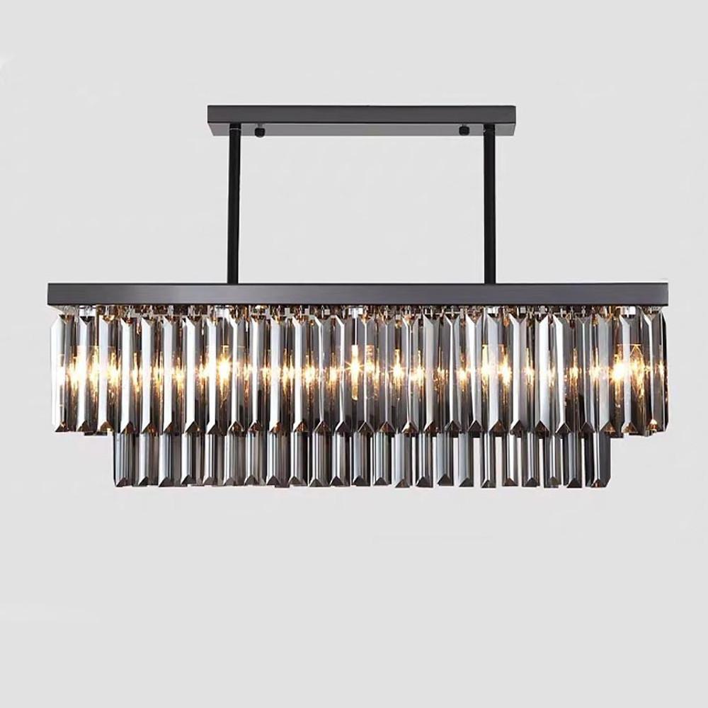 Rectangular Double - layer Crystal LED Industrial Chandeliers Pendant Light