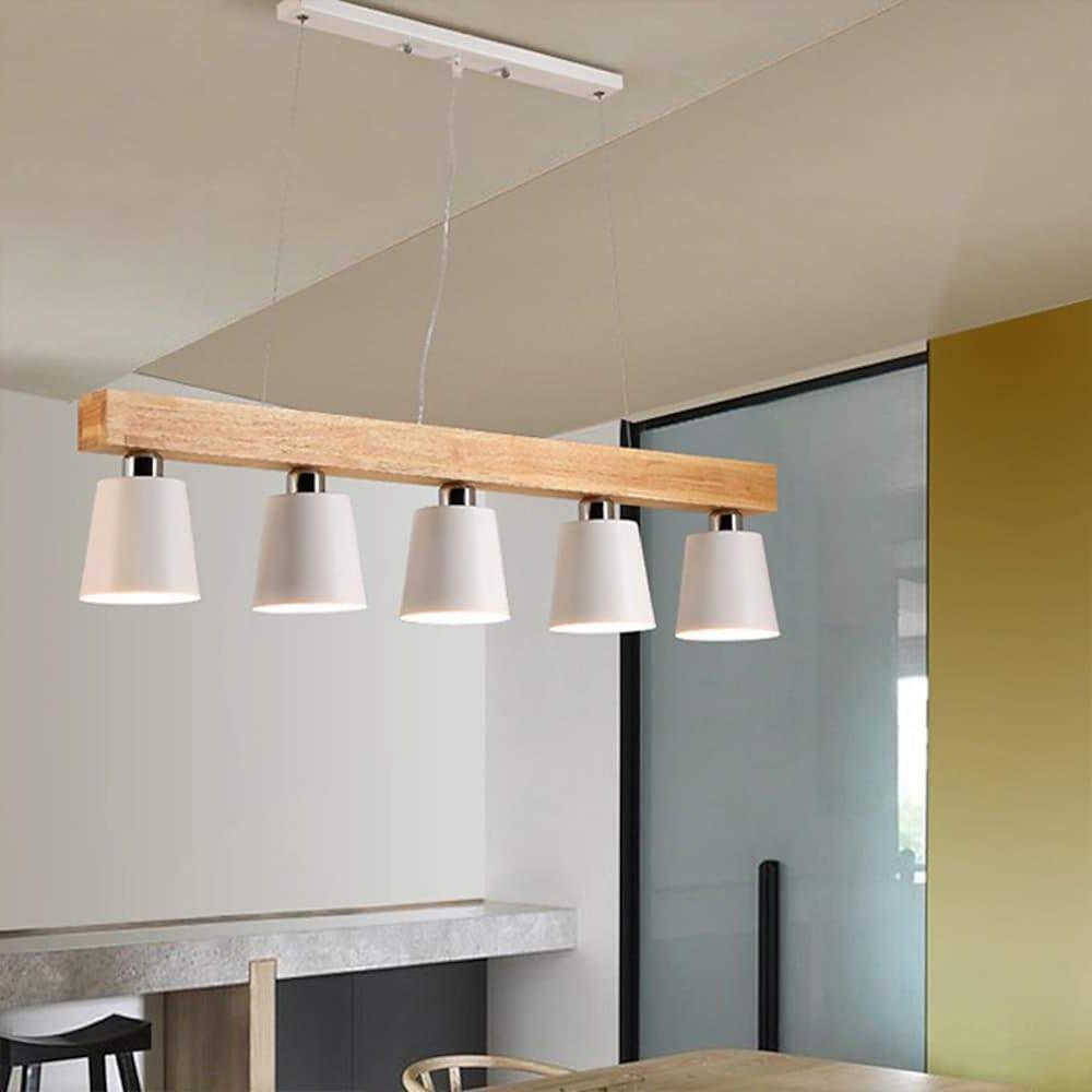 Row Of Lights Farmhouse Pendant Light Metal Wood Pendant Lighting
