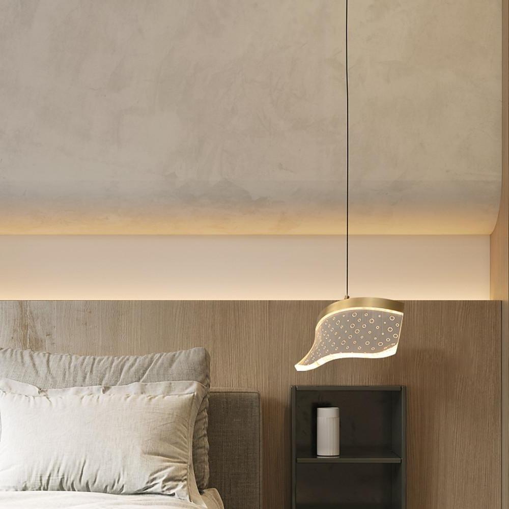 7'' LED 1-Light Geometric Shapes Pendant Light Nordic Style LED Copper Acrylic Geometrical Metal Island Lights-dazuma