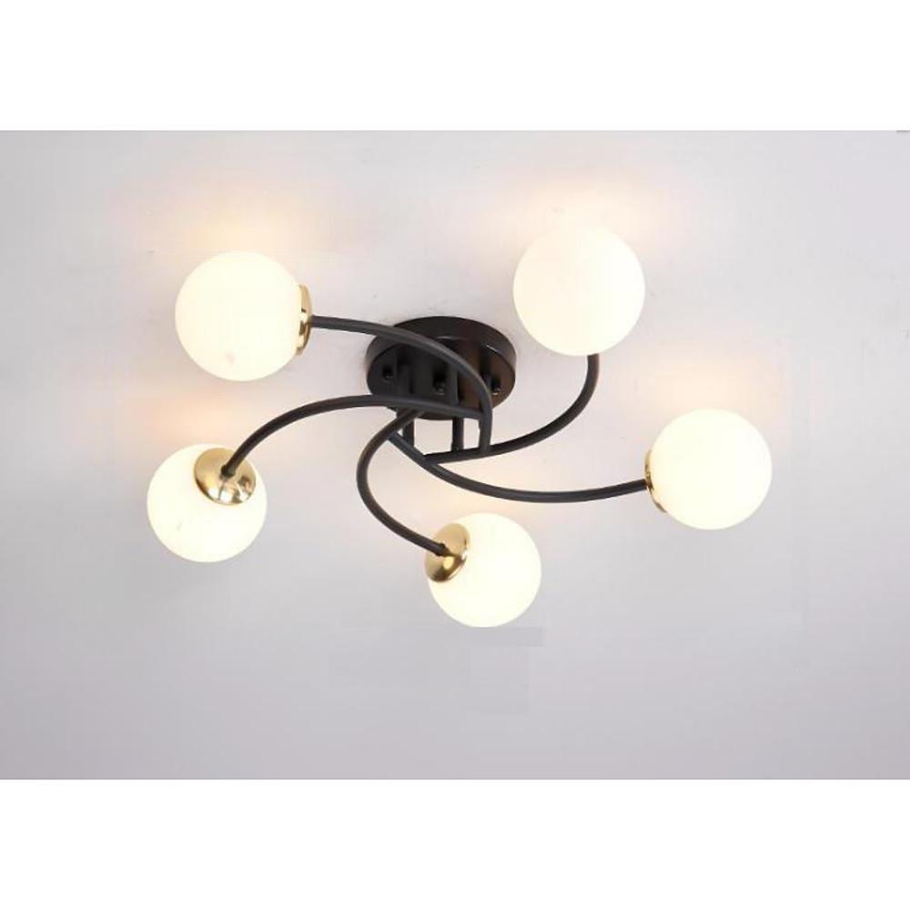 5 - light Glass Globe Design Swirled Metal LED Modern Ceiling Lights