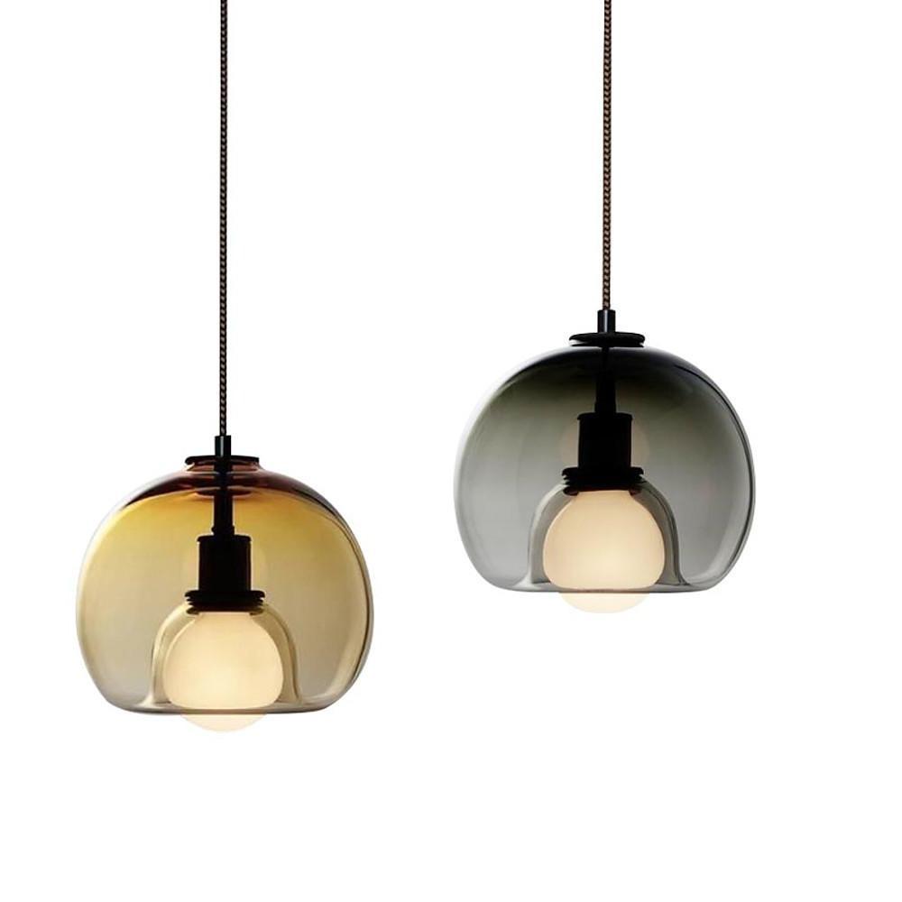 10'' LED Incandescent 1-Light Single Design Pendant Light Nordic Style Modern Glass Metal Island Lights